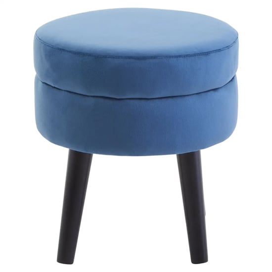 Lagos Velvet Seating Stool In Midnight Blue