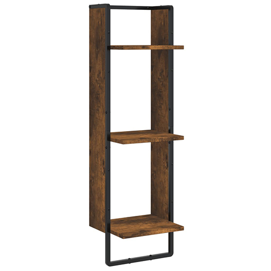 Lagos Wooden Wall Shelf With 6 Compartments In Smoked Oak