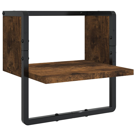 Lagos Wooden Wall Shelf With 6 Compartments In Smoked Oak