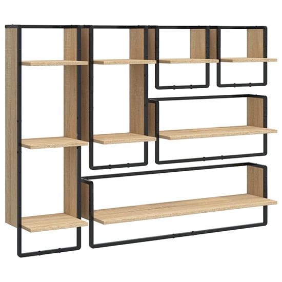 Lagos Wooden Wall Shelf With 6 Compartments In Sonoma Oak