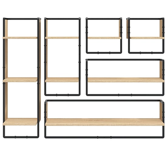 Lagos Wooden Wall Shelf With 6 Compartments In Sonoma Oak