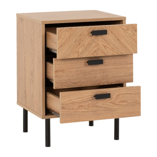 Lagos Wooden Bedside Cabinet With 3 Drawers In Medium Oak