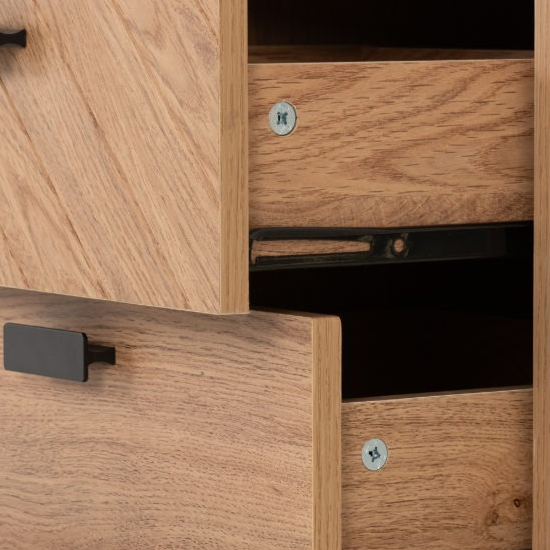 Lagos Wooden Bedside Cabinet With 3 Drawers In Medium Oak