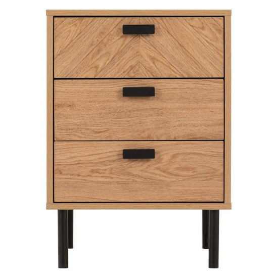 Lagos Wooden Bedside Cabinet With 3 Drawers In Medium Oak