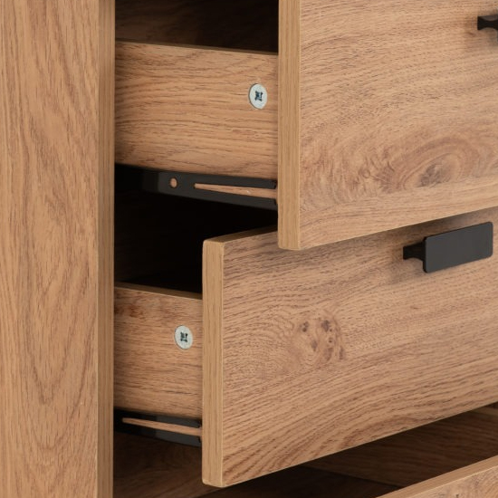 Lagos Wooden Chest Of 5 Drawers Narrow In Medium Oak