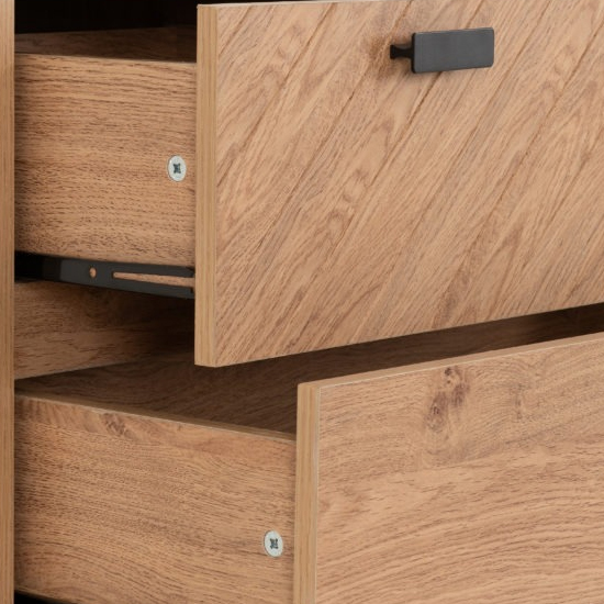 Lagos Wooden Chest Of 5 Drawers Wide In Medium Oak