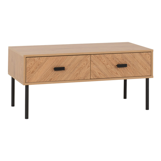 Lagos Wooden Coffee Table With 2 Drawers In Medium Oak