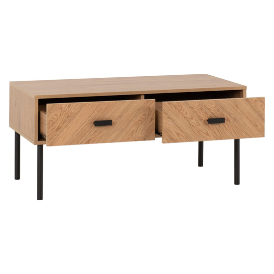 Lagos Wooden Coffee Table With 2 Drawers In Medium Oak