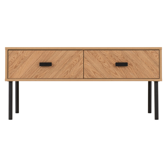 Lagos Wooden Coffee Table With 2 Drawers In Medium Oak