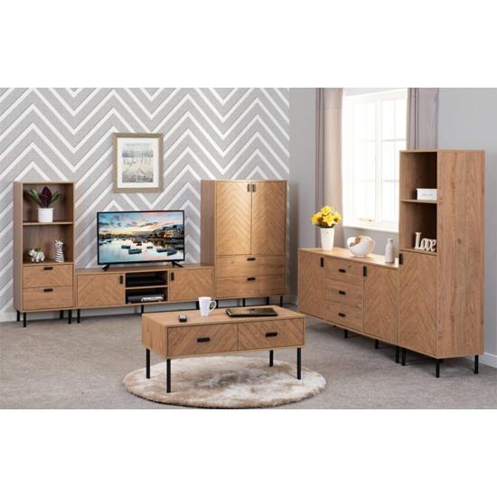 Lagos Wooden Coffee Table With 2 Drawers In Medium Oak