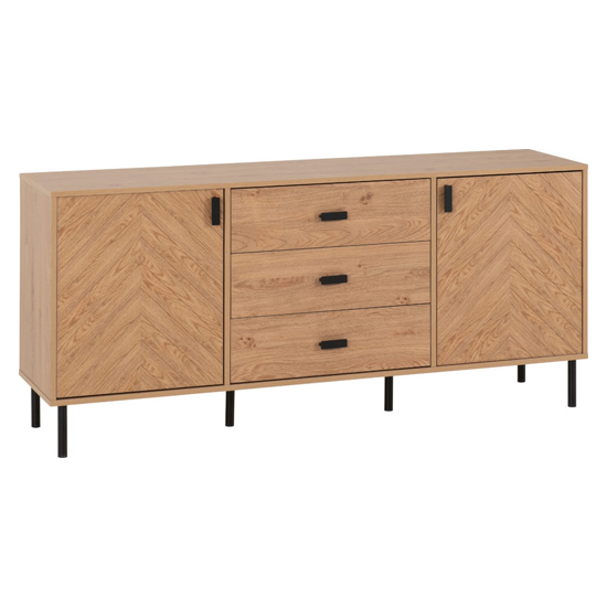 Lagos Wooden Sideboard With 2 Doors 3 Drawers In Medium Oak