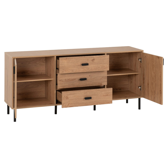 Lagos Wooden Sideboard With 2 Doors 3 Drawers In Medium Oak