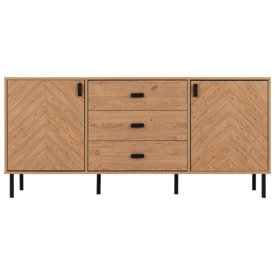 Lagos Wooden Sideboard With 2 Doors 3 Drawers In Medium Oak