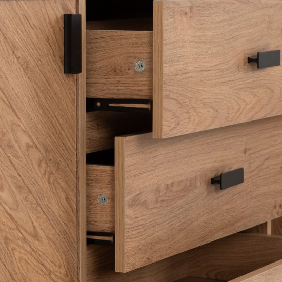 Lagos Wooden Sideboard With 2 Doors 3 Drawers In Medium Oak