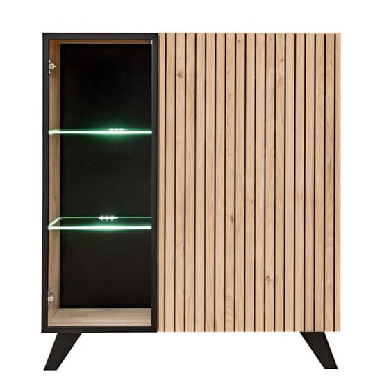Product photograph of Lagos Wooden Sideboard With 2 Doors In Hickory Oak And Led from Furniture in Fashion