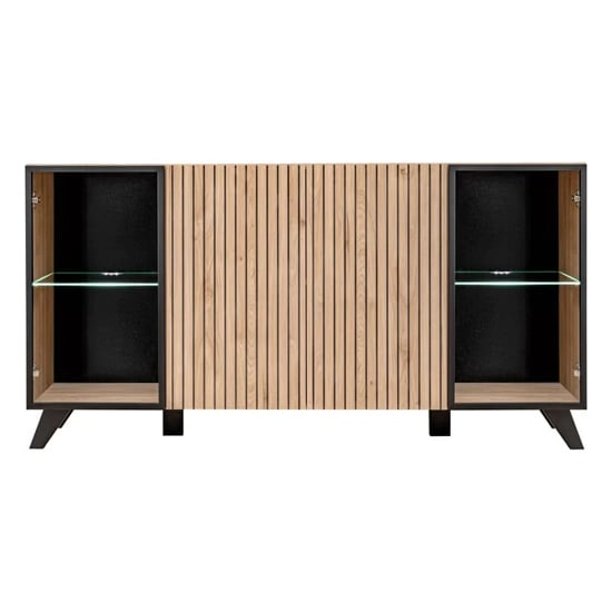 Read more about Lagos wooden sideboard with 4 doors in hickory oak and led