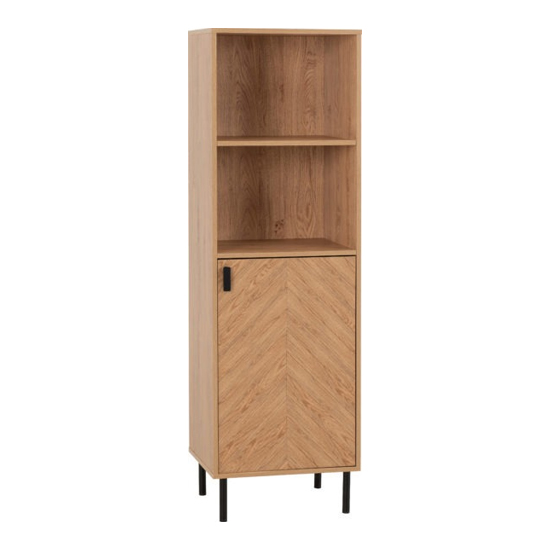 Lagos Wooden Storage Cabinet 1 Door 2 Shelves In Medium Oak
