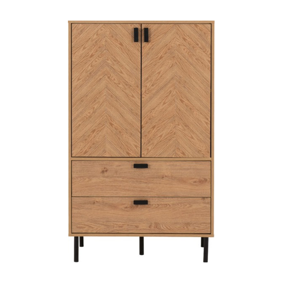 Lagos Wooden Storage Cabinet 2 Doors 2 Drawers In Medium Oak