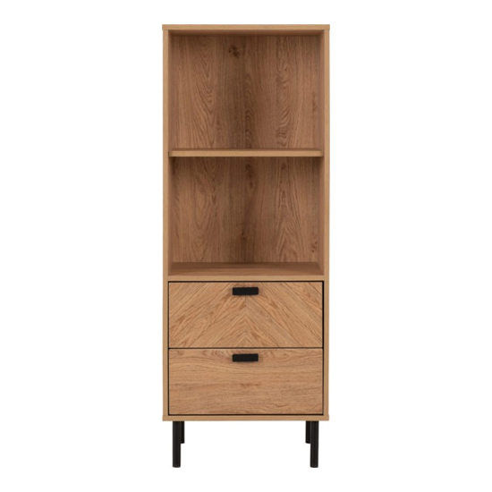 Lagos Wooden Storage Cabinet 2 Drawers 2 Shelves In Medium Oak
