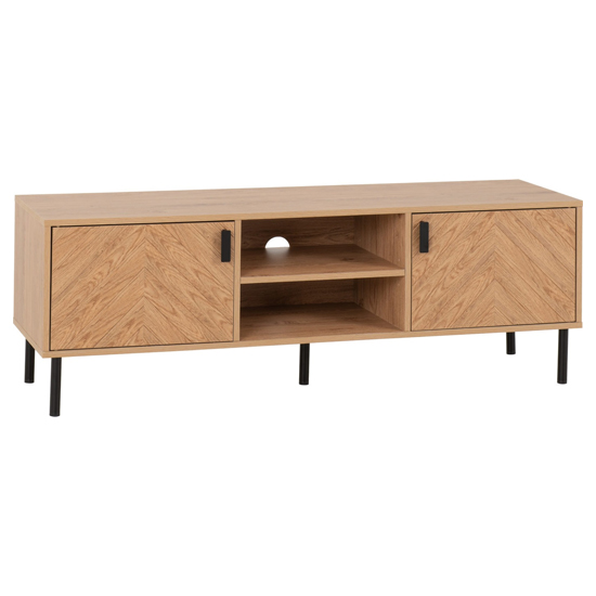 Lagos Wooden TV Stand With 2 Doors In Medium Oak
