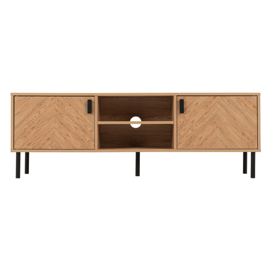 Lagos Wooden TV Stand With 2 Doors In Medium Oak