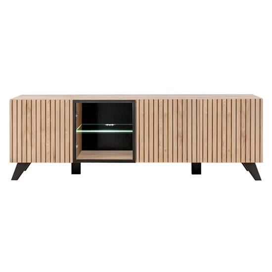 Read more about Lagos wooden tv stand with 4 doors in hickory oak and led