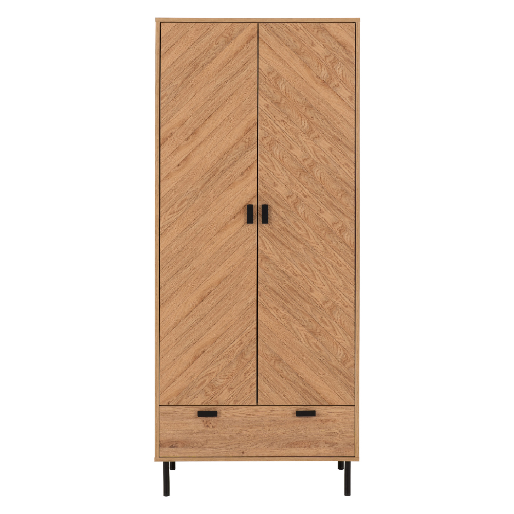 Lagos Wooden Wardrobe With 2 Doors 1 Drawer In Oak
