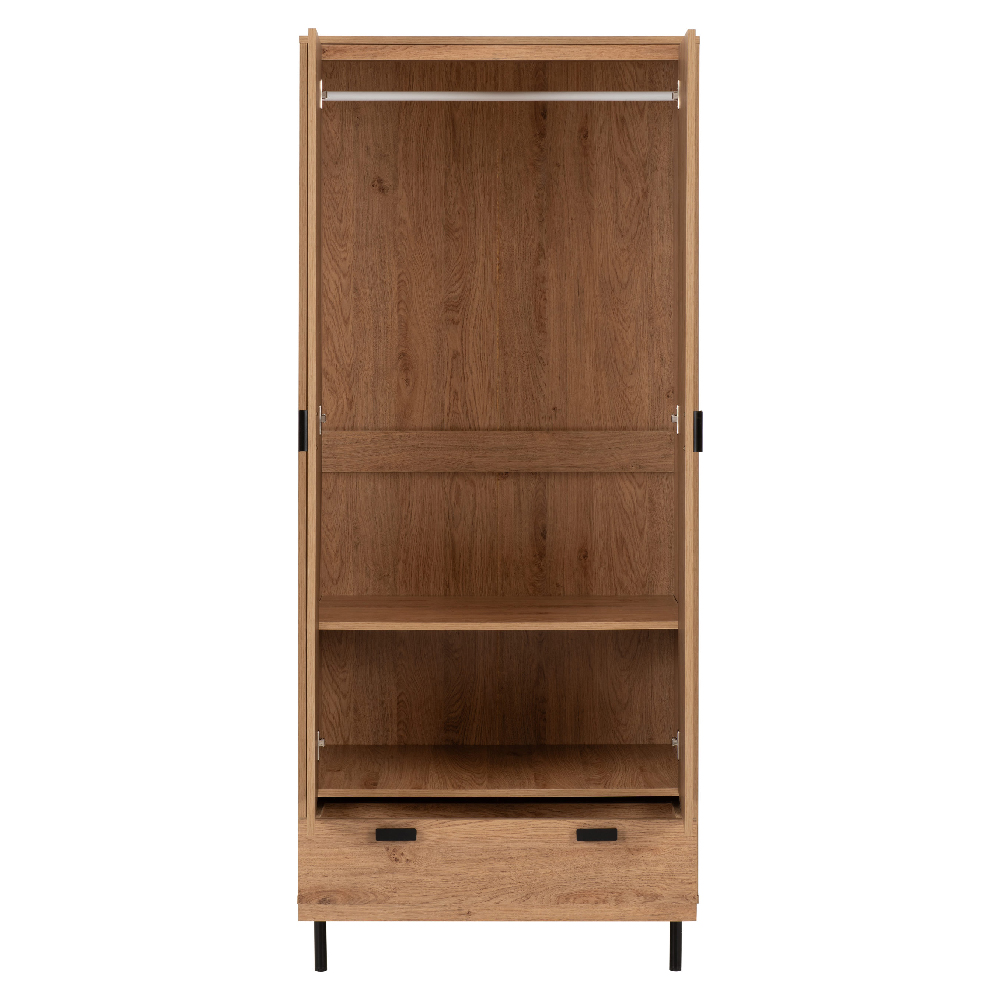 Lagos Wooden Wardrobe With 2 Doors 1 Drawer In Oak