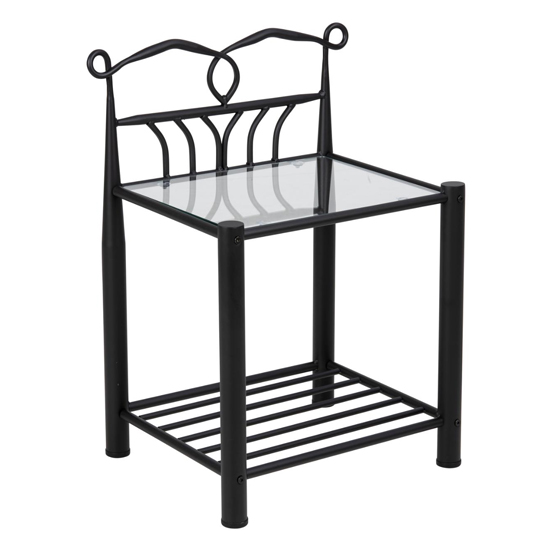 Read more about Lagrange glass shelf metal bedside table in matt black