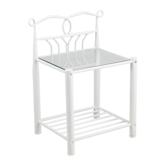 Read more about Lagrange glass shelf metal bedside table in matt white