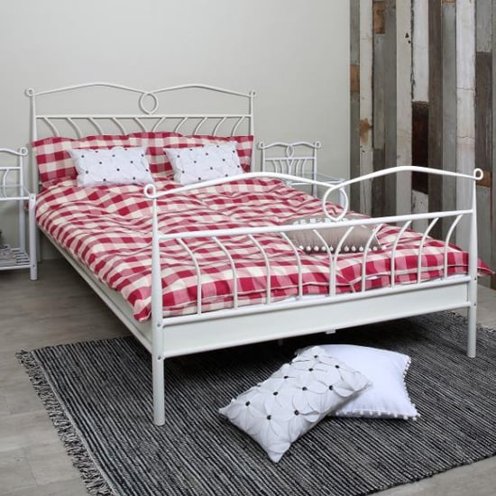 Read more about Lagrange metal double bed in matt white
