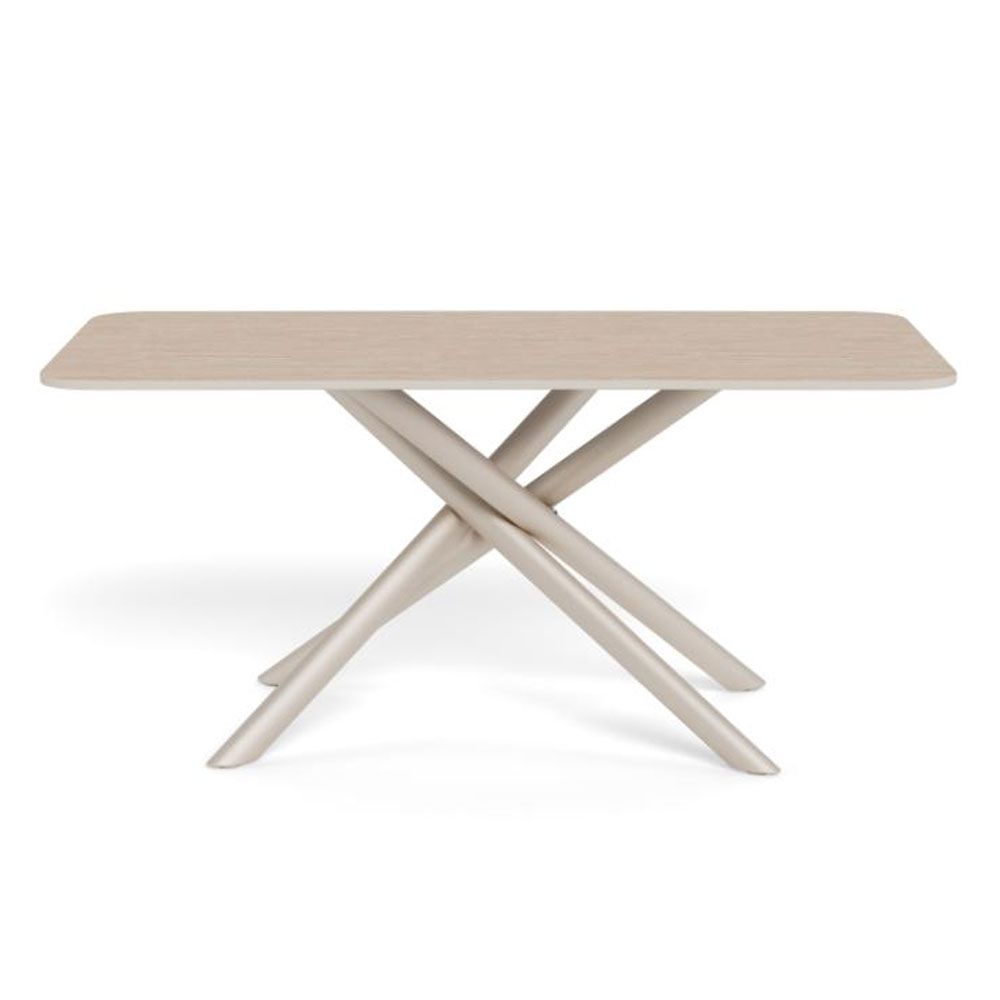 Lagrange Sand Marona Rough Ceramic Dining Table with Grey Steel Base