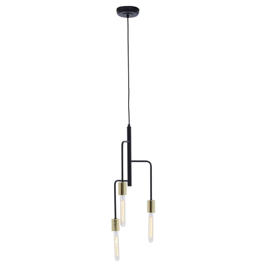 Photo of Laguna iron 3 pendant light in gold and black