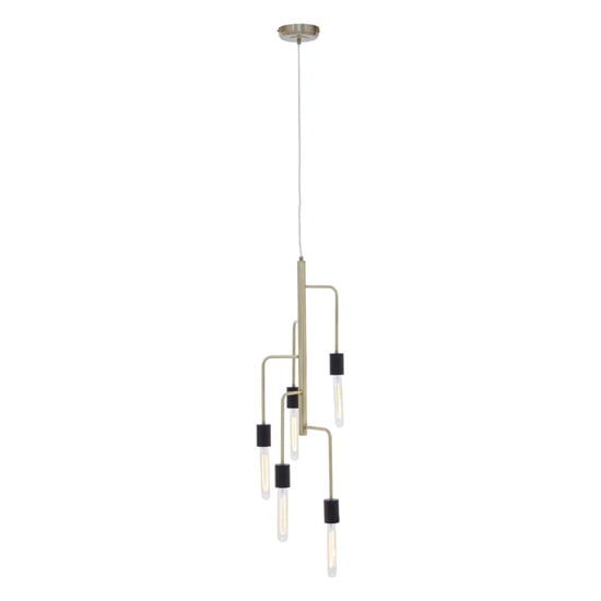 Photo of Laguna iron 5 pendant light in antique brass