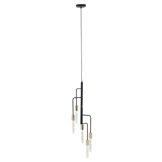 Read more about Laguna iron 5 pendant light in gold and black