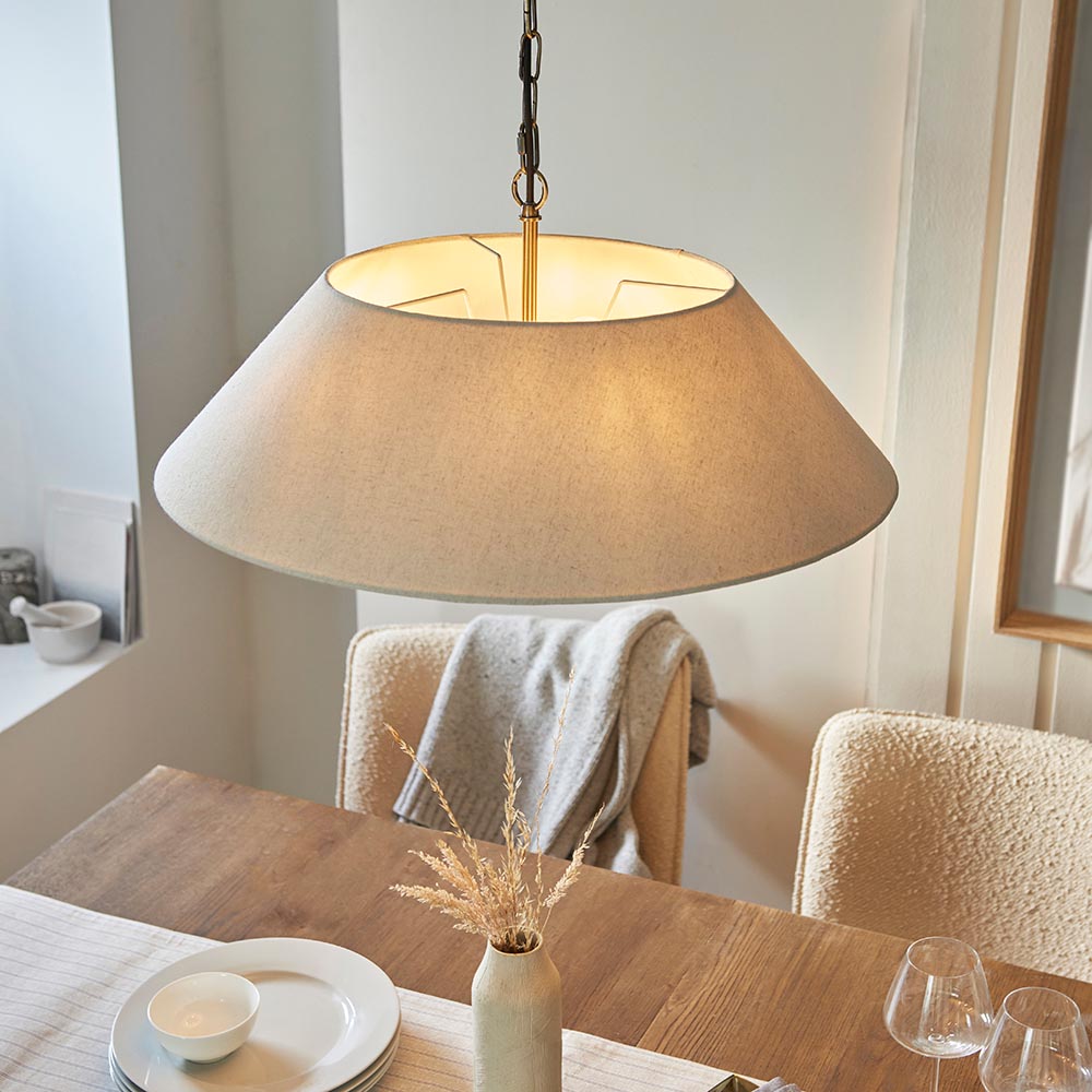 Lahaina 5 Light Fabric Pendant Ceiling Light In Antique Brass