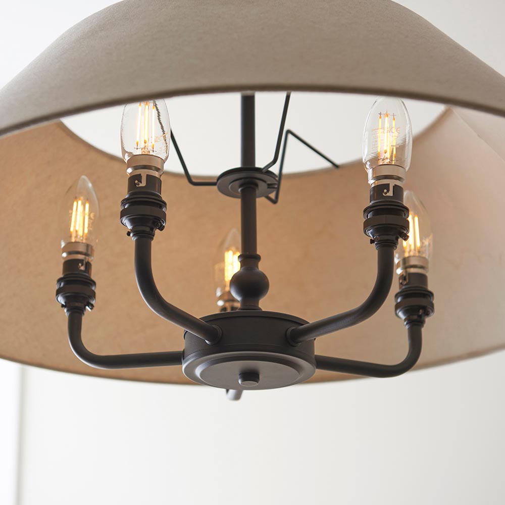 Lahaina 5 Light Fabric Pendant Ceiling Light In Black