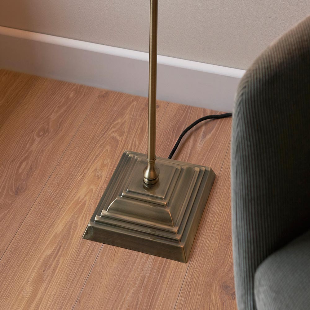 Lahaina Fabric Floor Lamp In Antique Brass