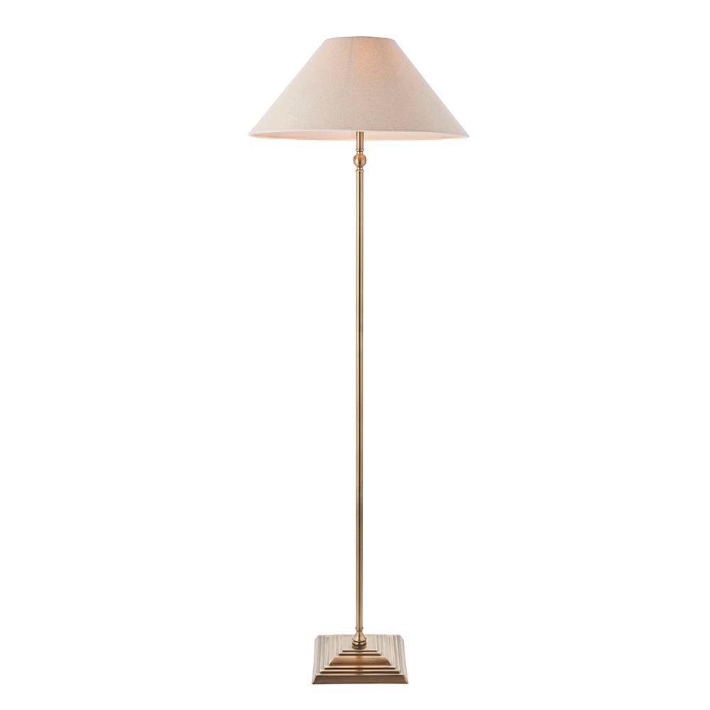 Lahaina Fabric Floor Lamp In Antique Brass