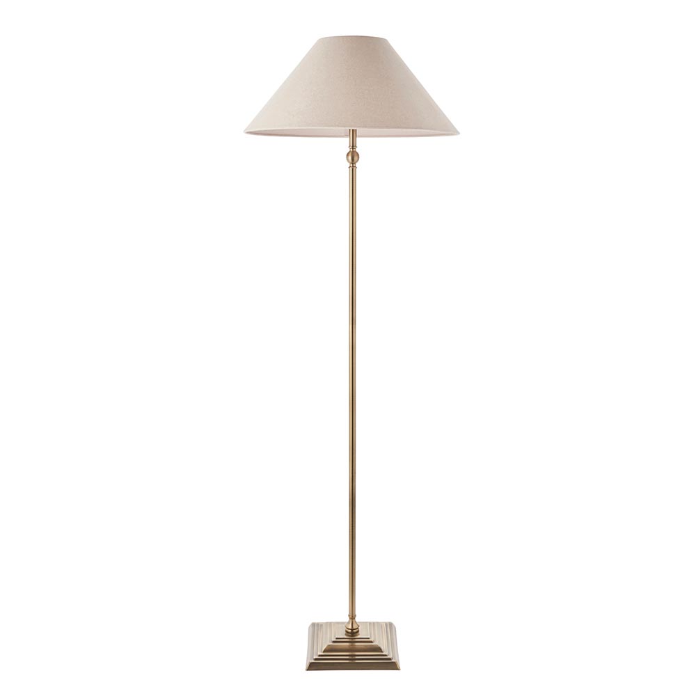 Lahaina Fabric Floor Lamp In Antique Brass