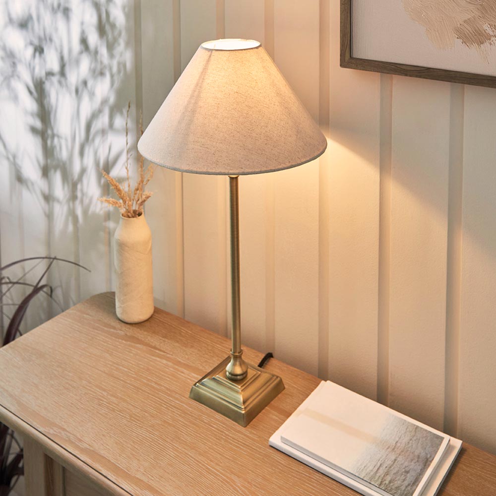 Lahaina Fabric Table Lamp In Antique Brass