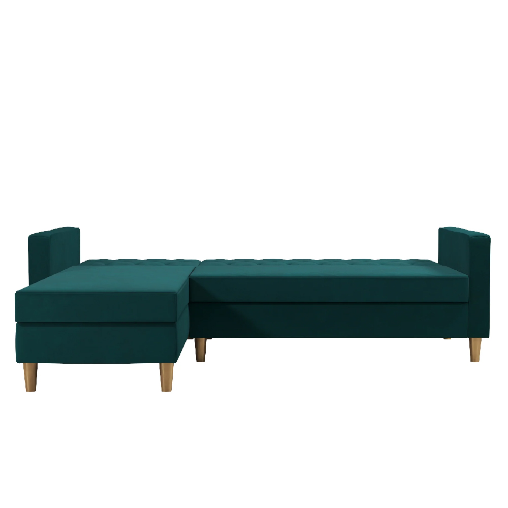 Lahaina Velvet Sofa Bed With Oak Legs In Green