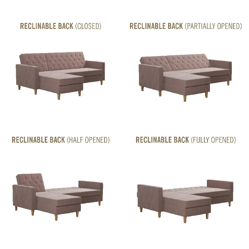 Lahaina Velvet Sofa Bed With Oak Legs In Pink