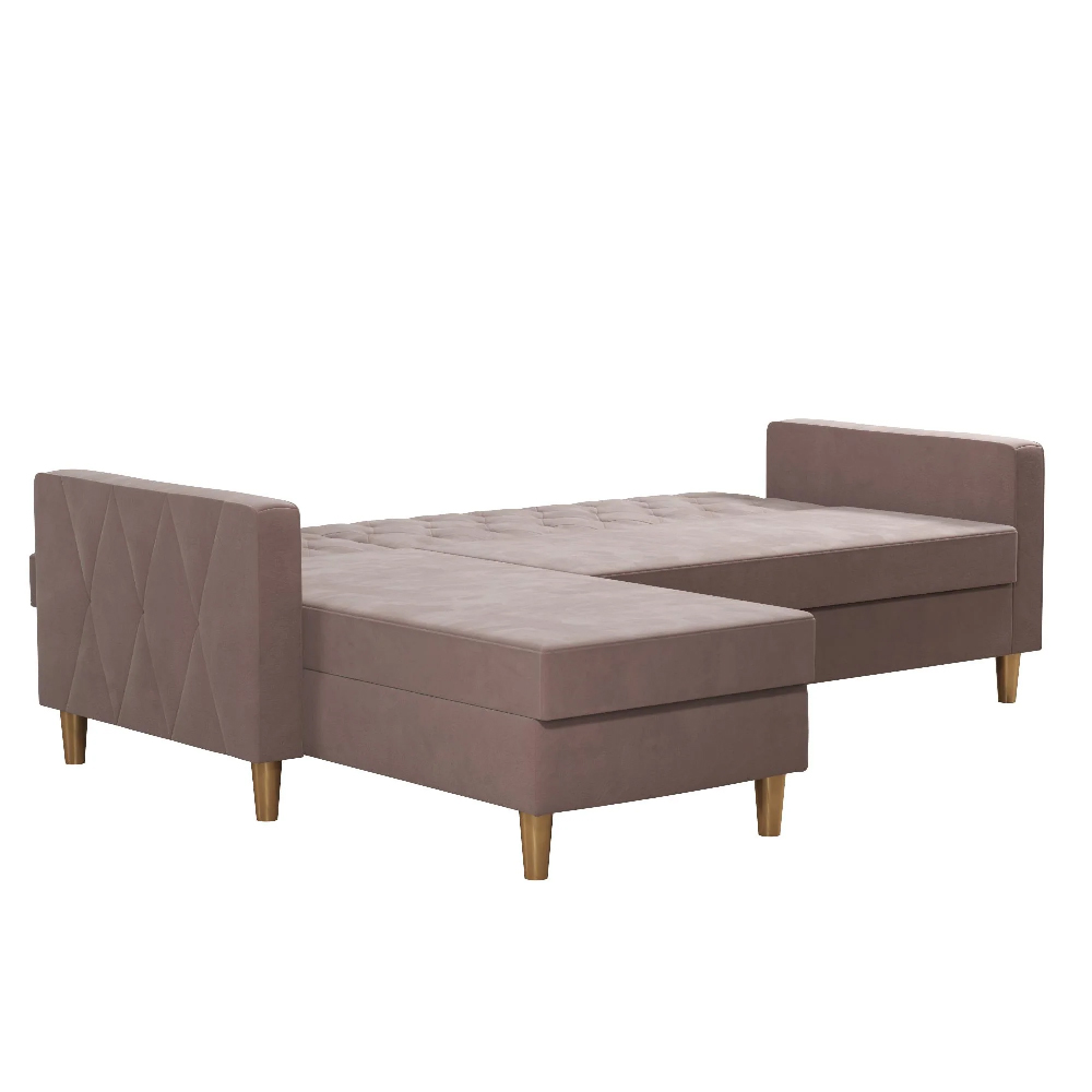 Lahaina Velvet Sofa Bed With Oak Legs In Pink