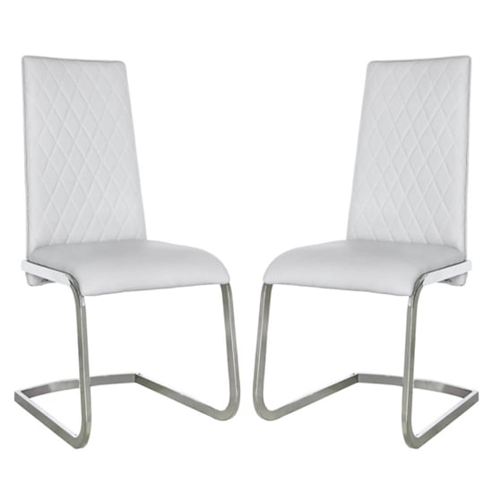 Product photograph of Lahania Light Grey Faux Leather Dining Chairs In Pair from Furniture in Fashion