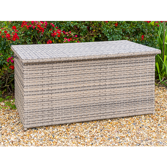 Photo of Laith outdoor cushion storage box in wheat