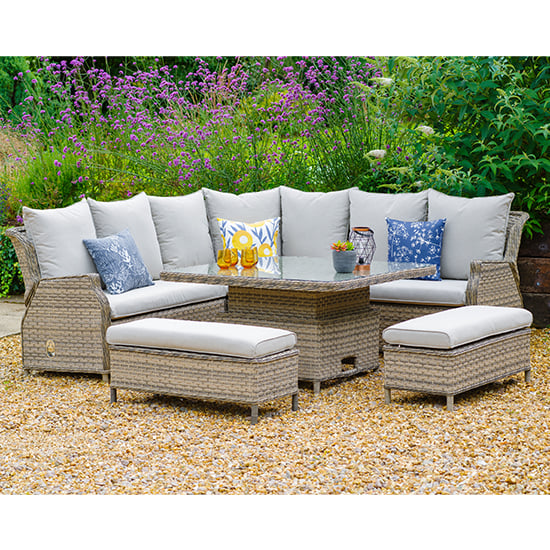 Laith Large Square Lounge Set With Coffee Table In Wheat