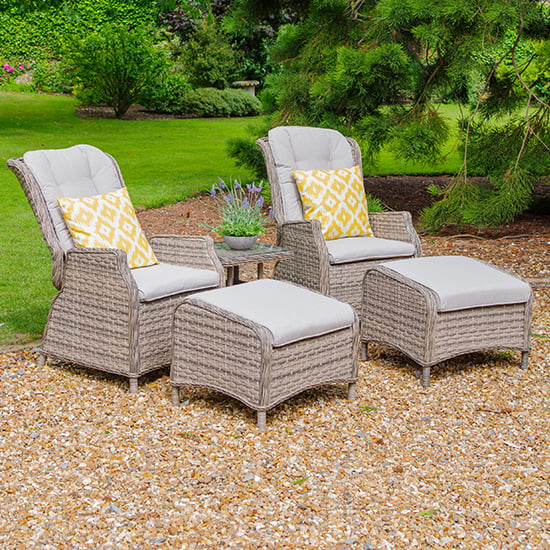 Laith Outdoor Recliner Seats With Side Table In Wheat