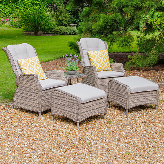 Read more about Laith outdoor recliner seats with side table in wheat