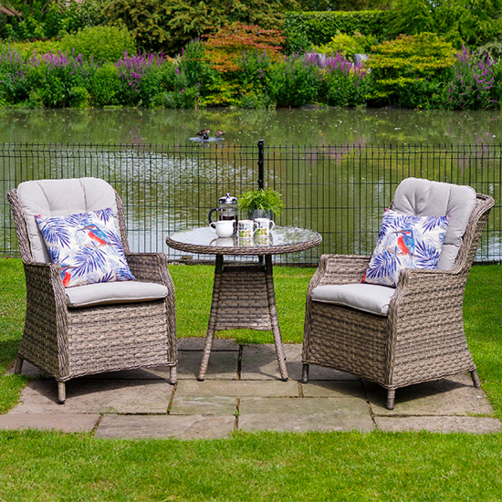 Product photograph of Laith Outdoor Round 2 Seater Bistro Set In Wheat from Furniture in Fashion